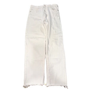 Pilcro The Borrowed White Wide Leg Jeans Size 4 Raw Hem